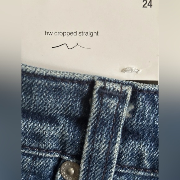 7 For All Mankind High Waist Cropped Straight Women’s Blue Jeans Size 24 NEW - Picture 5 of 5